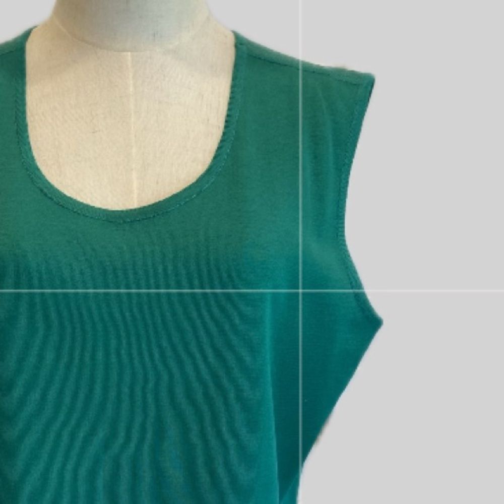 Misook Knit Sleeveless Green Top L - Picture 3 of 6